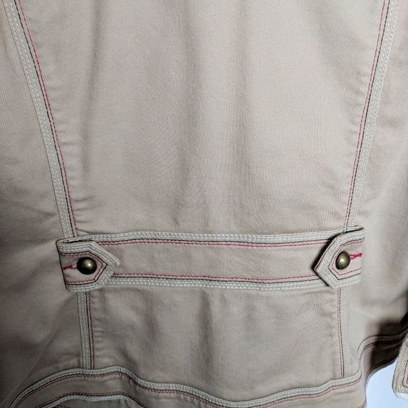 Motto Military Style Khaki Jacket Red Trim Sz M - Picture 7 of 8
